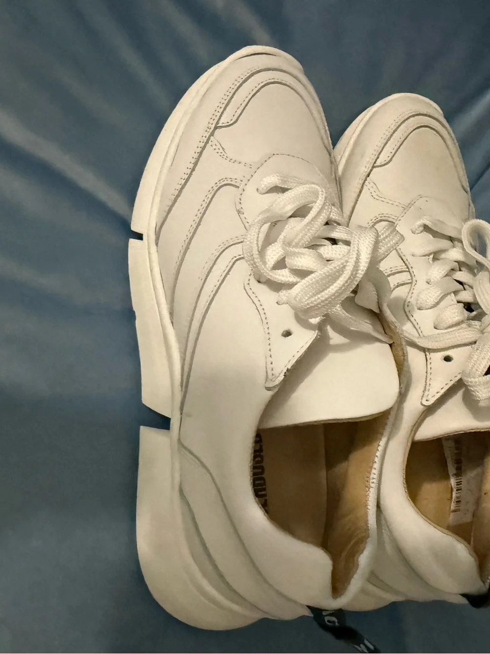 Deabused White Leather Low Top Paneled Sneakers With Love Pull Tab Size 40